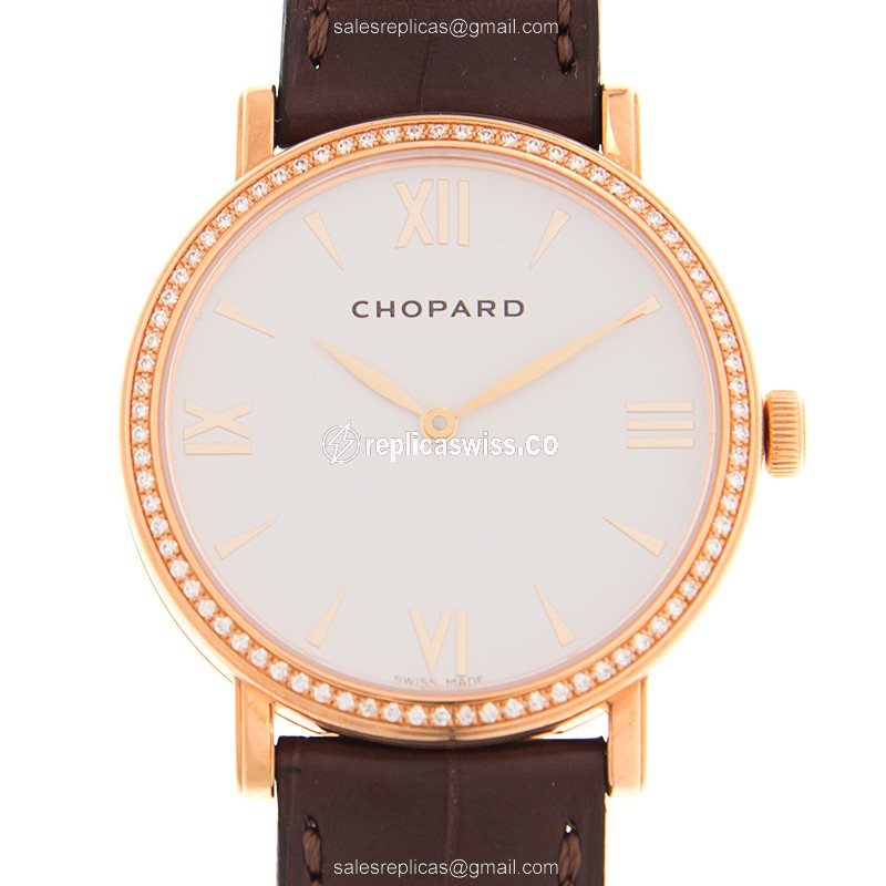 Chopard CLASSIQUE 173154-5201 - Auto - 18kt Rose Gold - Diamond Dial - Brown Alligator Strap - Luxury Replica CLASSIQUE Watch